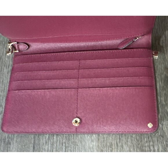 Kate Spade Darcy Clutch Wallet Wristlet Burgundy Maroon Leather - Picture 2 of 10